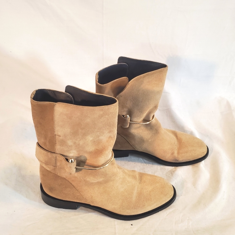 Balenciaga Tan Suede Ankle Boots